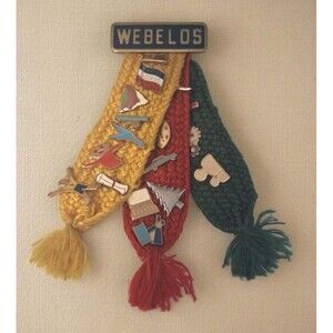 Vintage BSA Cub Scout Webelos Shoulder Ribbon W/19 Pins